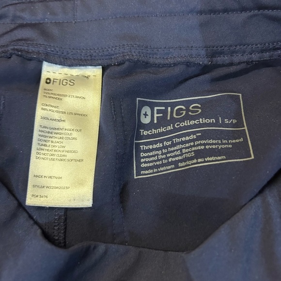 Figs Blue Scrub Pants with Elastic Waistband and Tapered Legs - Picture 8 of 8